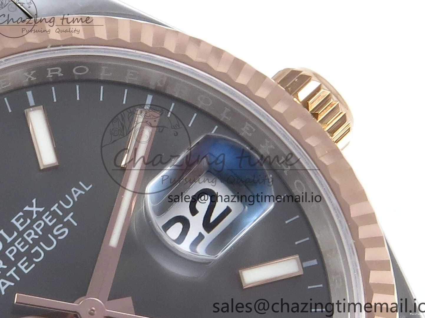 MiroTime 0225 DateJust 36 126231 EWEF Best Edition Gray Dial Stick Marker on SS RG Jubilee Bracelet A Seasonal 593